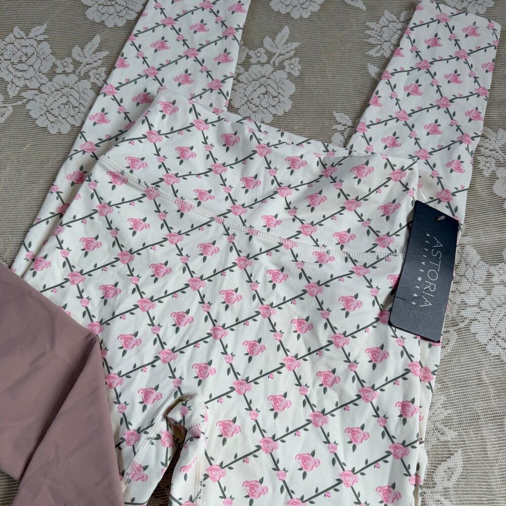 Astoria Activewear 3 Piece Rose Floral Set Size S - Picture 3 of 5